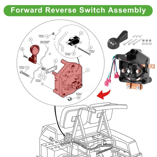 36V Forward & Reverse Switch Assembly W/Handle & Micro Switch for Club Car DS - Foto 5 di 7