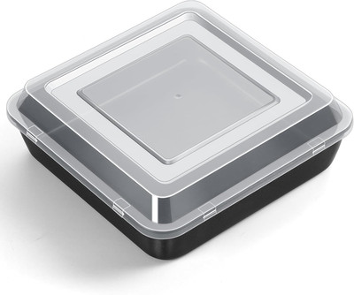 Square Baking Pan with Lid, 8 X 8 X 2 Inch, Nonstick Stainless Steel Square Cake