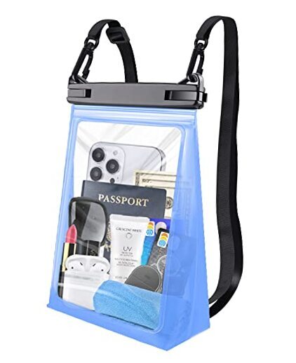 [Extra Large] Waterproof Phone Pouch Floating, [Double Seals] Blue, up to 8.3