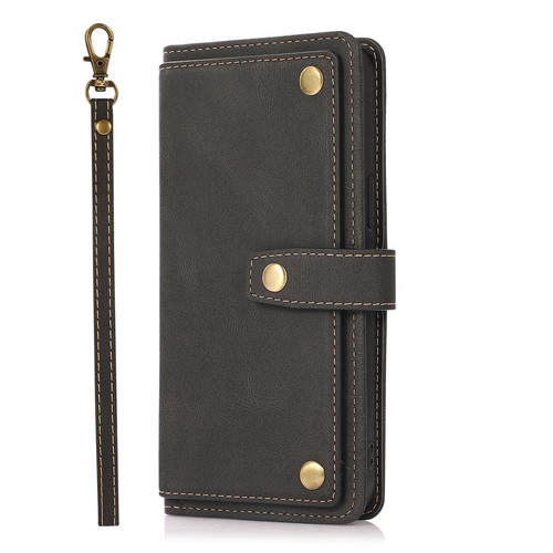 Funda protectora abatible con ranuras para tarjetas de crédito billetera con soporte de cuero con cordón para Apple iPhone - Imagen 2 de 49