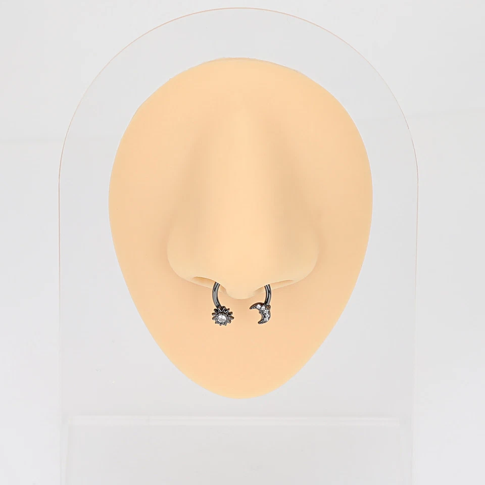 1 x 16G перегородки кликер хирургическая сталь нос кольцо на петлях сегмент обруч CZ пирсинг - Изображение 4 из 4