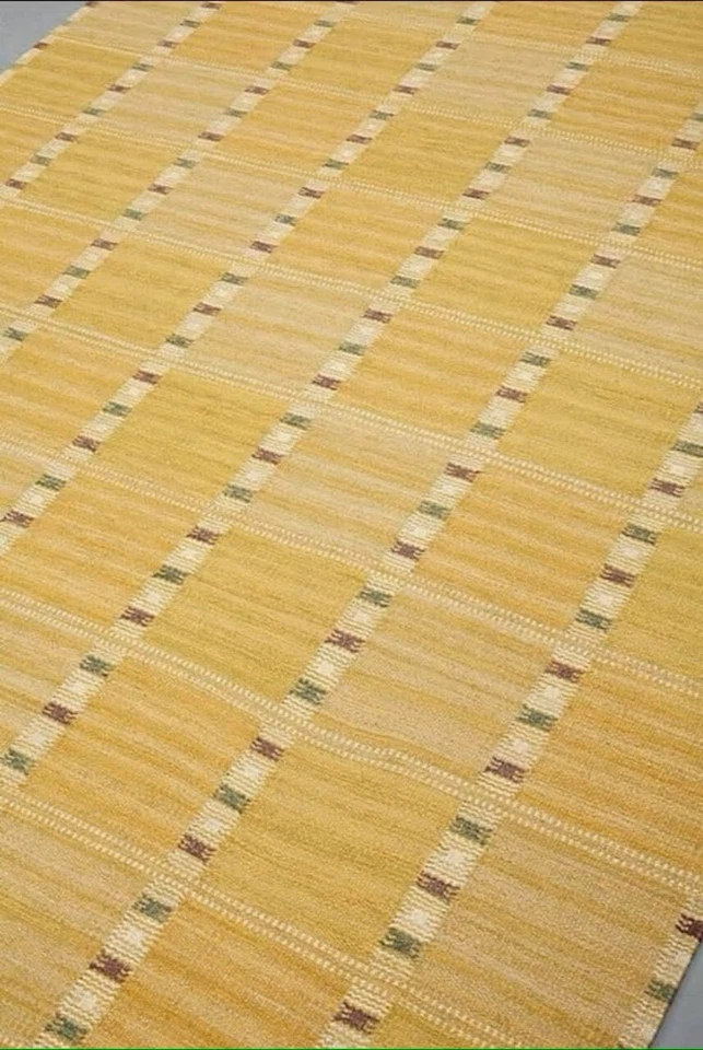 Yellow Flat weave Scandinavian Swedish Kilim Rug Living Room Area Rug Bedroom - Image 3 of 4
