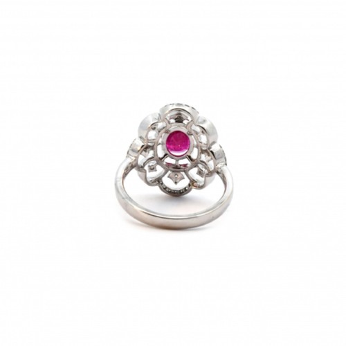Madagascar Ruby Oval 1.70 Carat Halo Ring In14k White Gold With Diamonds (52496) - Picture 5 of 5