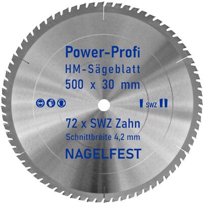 HM-Kreis-Sägeblatt 500 x 30 mm 72 x SWZ Super-Wechselzahn für Wippsäge Kreissäge
