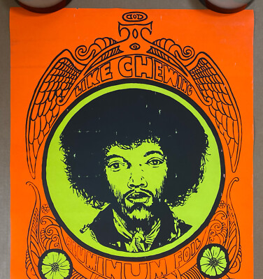 Jimi Hendrix original vintage poster blacklight psychedelic 1960s