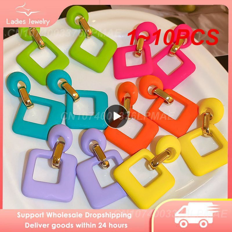 1~10PCS Colored Earrings Candy Colored Ear Circle Exaggerated Ear Nails Geometri