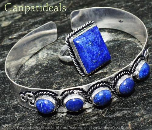 Lapis Lazuli 2pcs Combo Set 925 Sterling Silver Plated Wholesale Lot Jewelry