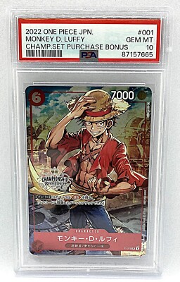 PSA 10 Monkey D. Luffy Championship Promo P-001 One Piece Card