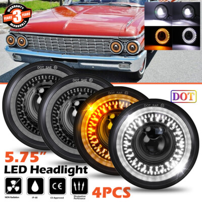 For Ford Galaxie 500 1962-1974 4pcs 5.75'' 5-3/4'' Round LED Headlights Start-UP