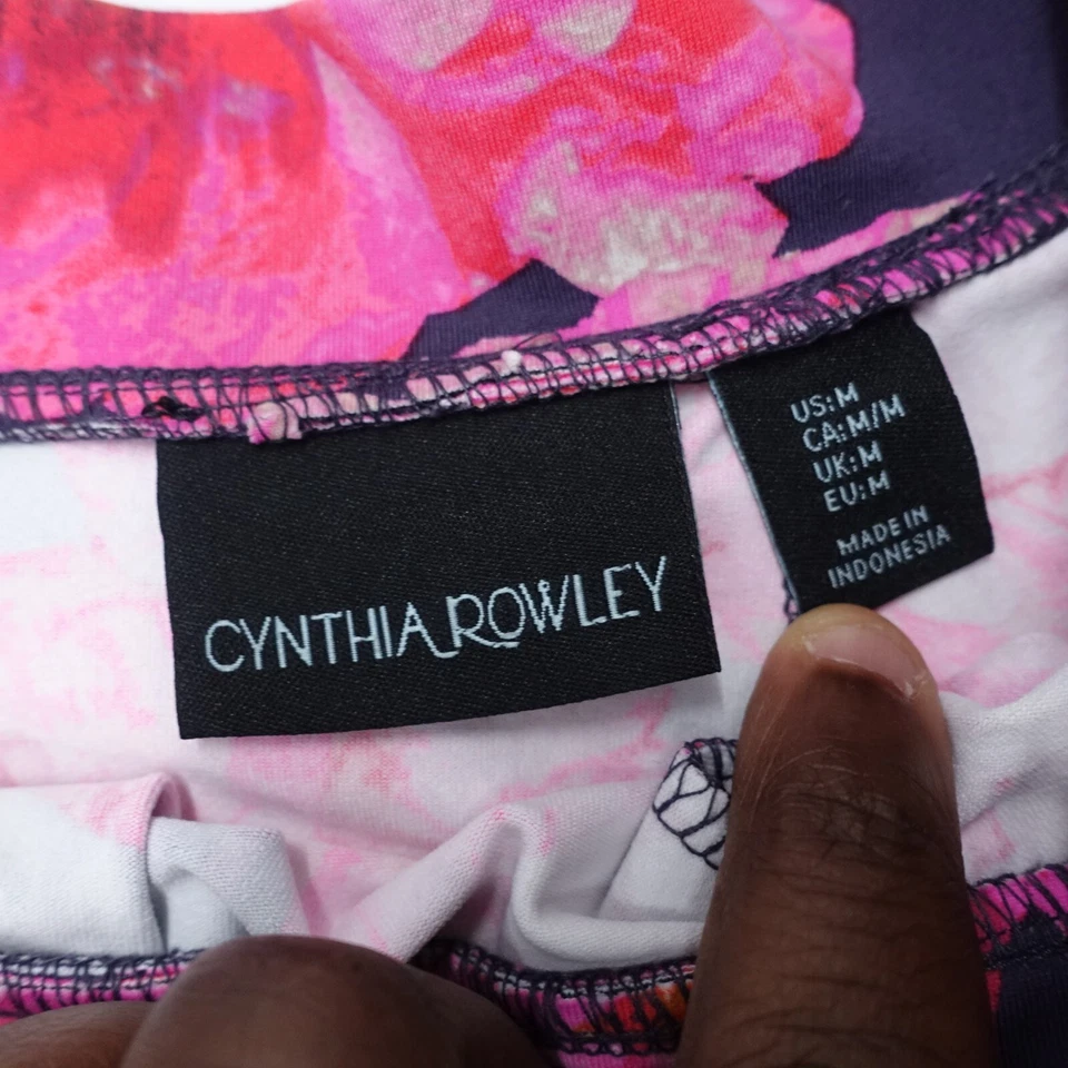 Minifalda acampanada para mujer Cynthia Rowley rosa mediana floral nailon elástica plisada Foto 2 de 4