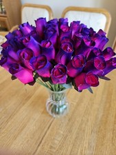 1 DOZEN - HOT PINK- PURPLE WOODEN ROSE BUDS 5 X 8 ARTIFICIAL FLOWERS