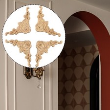 4pcs Wooden Carved Corner Fashion Onlay Applique Furniture Mouldings Decal Decor