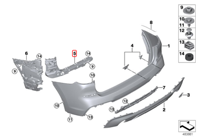 BMW X3 G01 F97 REAR RIGHT BUMPER GUIDE 7400666 51127400666 GENUINE 