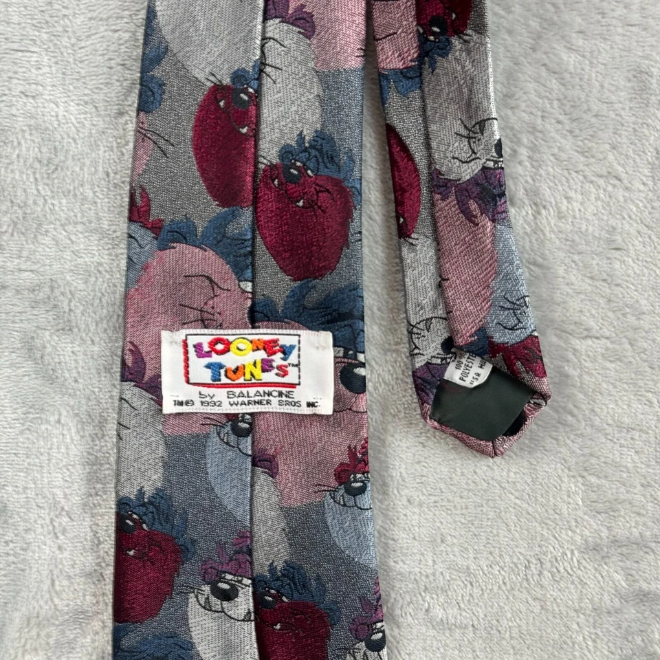 Gravata Looney Tunes Tasmanian Devil Allover impressão abstrata EUA 3,5"x57" novidade Taz - Imagem 3 de 4