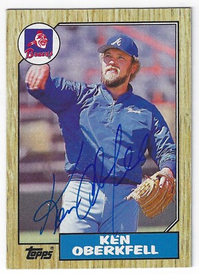 KEN OBERKFELL ATLANTA BRAVES SIGNED CARD ASTROS CARDINALS PIRATES