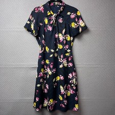 Banana Republic Dress Womans Size 2 Black Floral Business Casual Preppy Spring