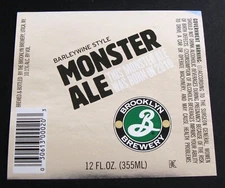 Brooklyn Brewery MONSTER ALE BARLEYWINE STYLE 2010 beer label 12oz 