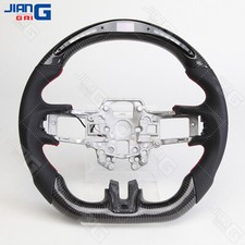 Real Carbon Fiber Led Sport Flat Steering Wheel Fit Ford Mustang Gt 2015-2017