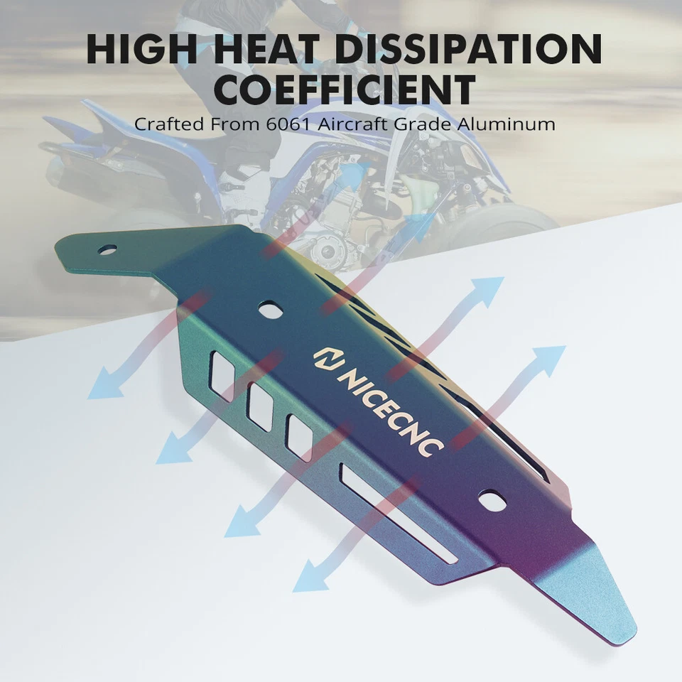 For Yamaha Raptor 700 YFM700R Muffler Mid Pipe Heat Shield Guard Protection Blue - Image 3 of 4