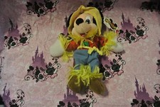 Disney Scarecrow Mickey Mouse Toy Tan Brown Soft Plush Bean Bag Stuffed 8  NEW