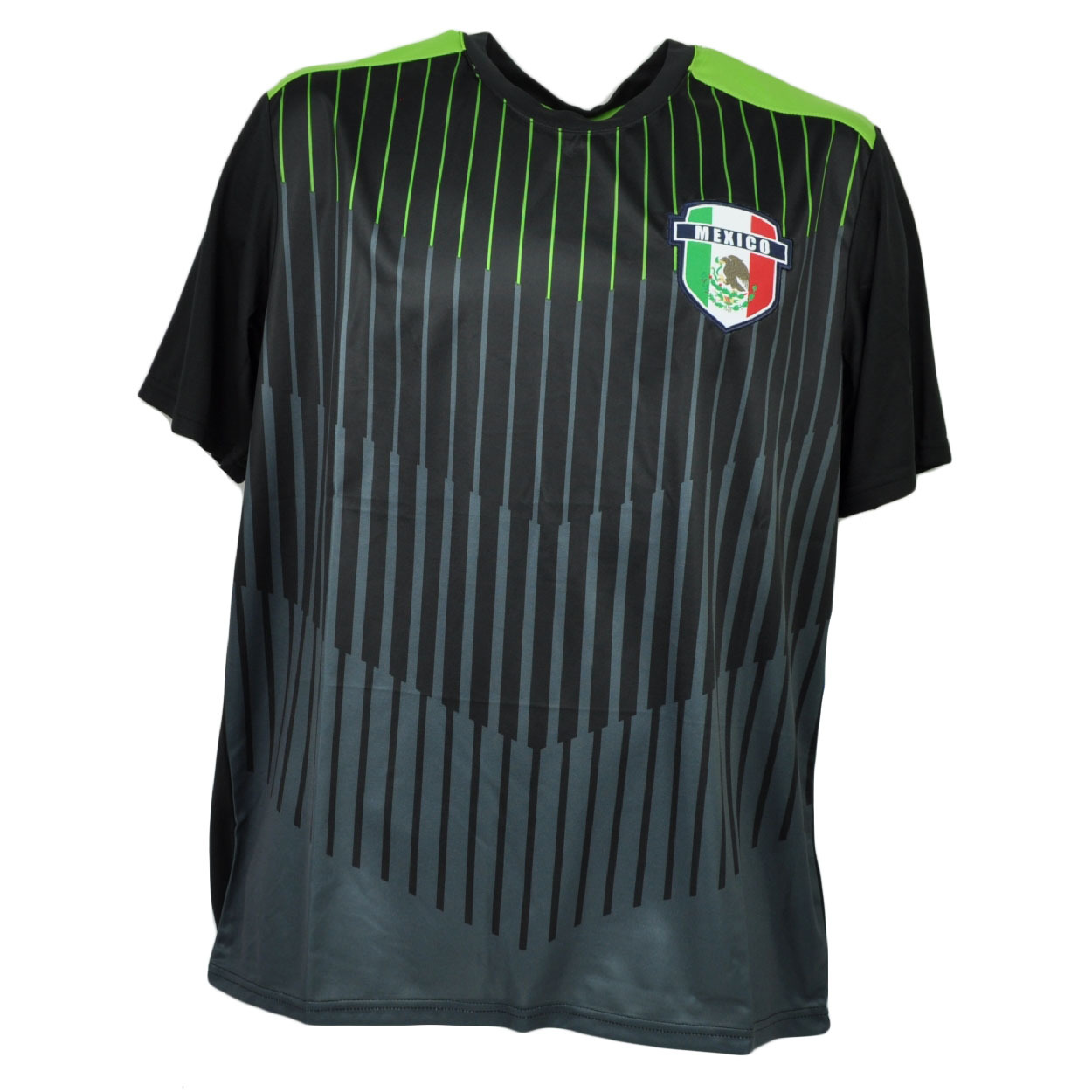 Mexico Emblem Jersey Tshirt Tee Mens Adult Soccer Futbol Black Green Striped
