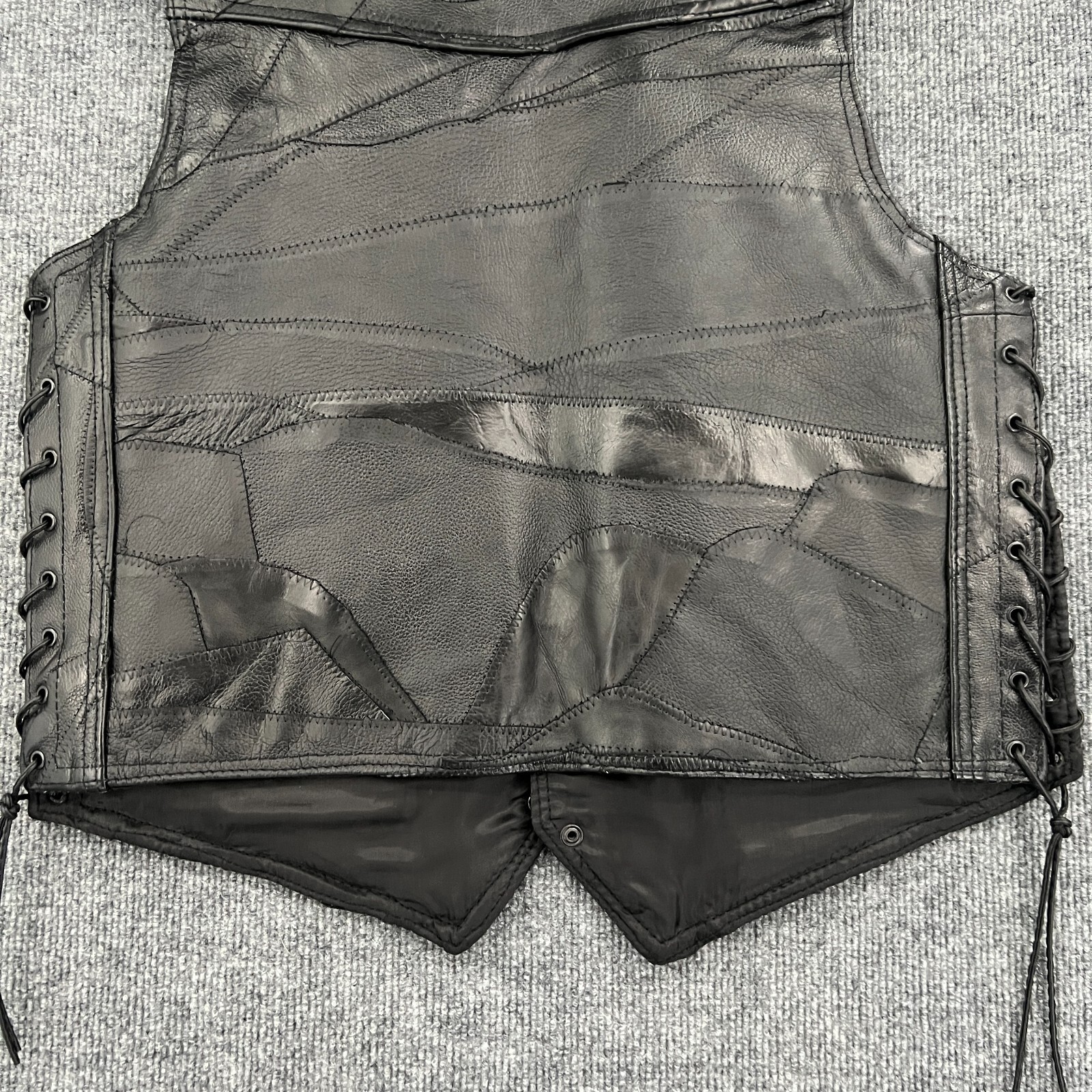 Diamond Plate Patchwork Biker Motorcycle Vest Men… - image 9