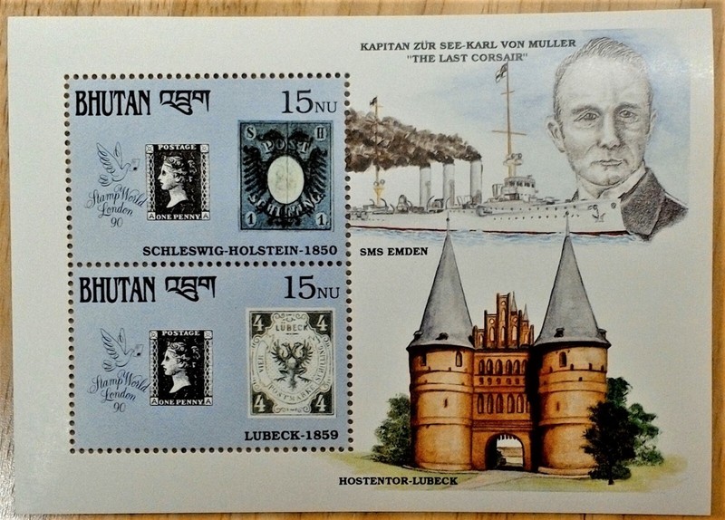VINTAGE CLASSICS - Bhutan 1990 - Corsair - Souvenir Stamp Sheet Scott #912 - MNH