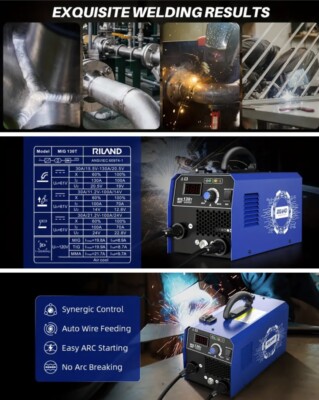 MIG Welder Machine 3-in-1 Flux Core 130A, MIG/Lift TIG/Stick Welding Machine Exc