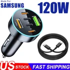 120W Super Fast Car Charger Adapter For iPhone 15 & Samsung S24 S23 FE S21 S20