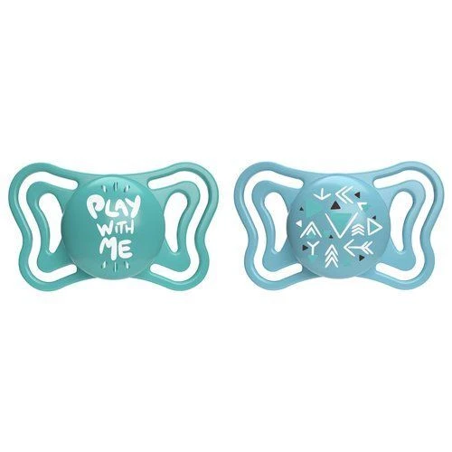 2 Pack PHYSIOFORMA Light Silicone Blue Bean Soothers 6-16m