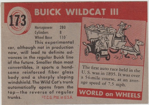 1954 Topps World on Wheels #173 buick 1955 red back - Picture 2 of 2
