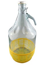 Home Brew Clear Glass Carboy Demijohns Bottles, 5 Litres, Swing Top Cap & Basket