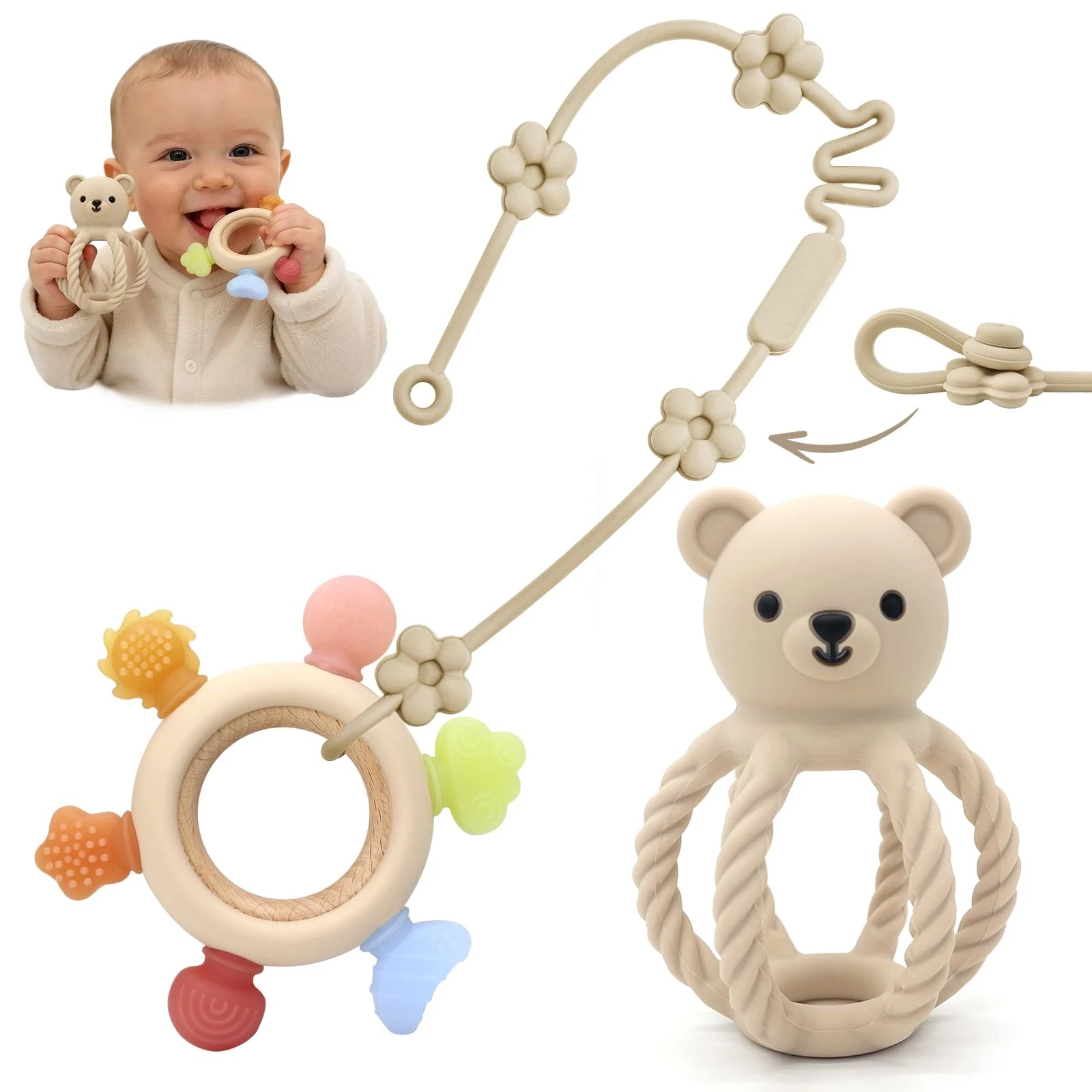 3Pcs Baby Silicone Teether Toy Set - Food-Grade Silicone Teething Relief Toys...
Opens in a new wind