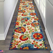 Nourison Aloha 2'3" x 10' Multicolor Indoor Outdoor Area Rug, Durable & Stylish