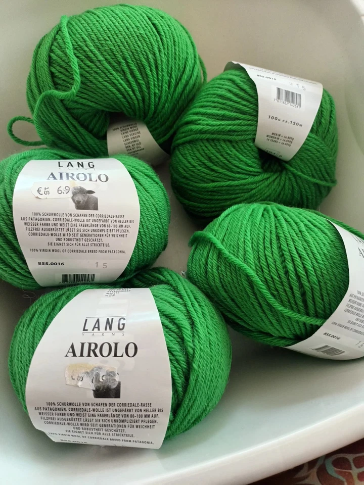 5 KN Dicke Lang WOLLE GRÜN WASCHBAR 30°C 100GR 150M  855.0016  ND 5,5 - 6 AIROLO