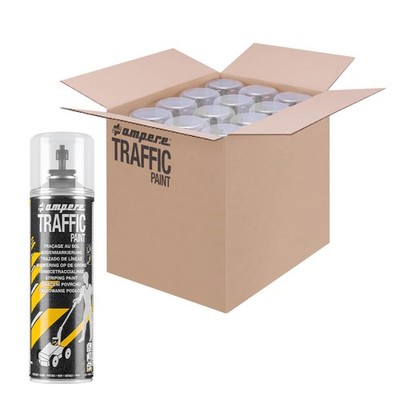 12 Dosen Bodenmarkierungsfarbe AMPERE TRAFFIC PAINT, Farbe: grau