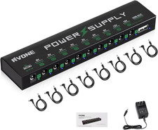 Guitar Pedal Power Supply, 10 Isolated DC Outputs for 9V/12V/18V Effects