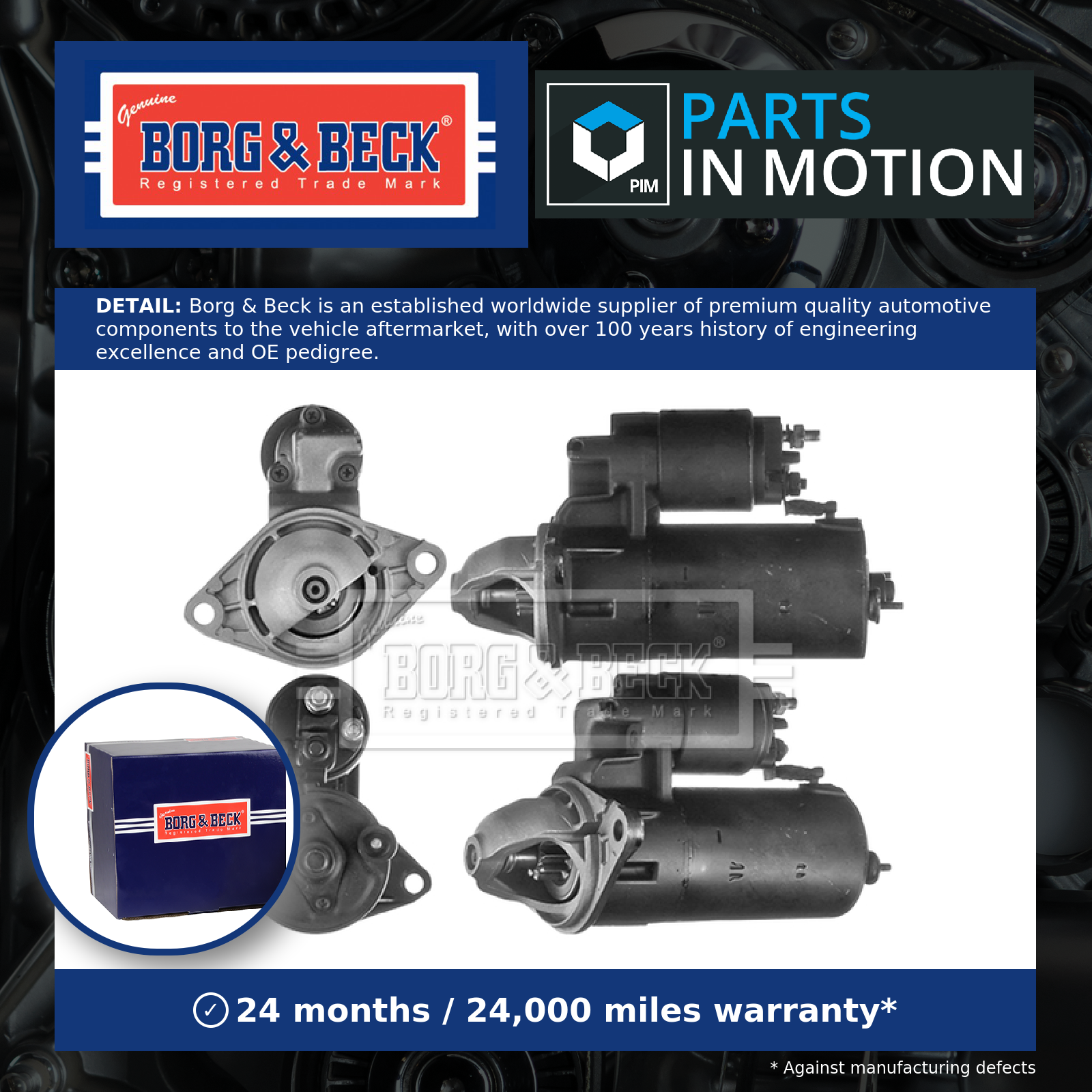 Starter Motor BST2180 Borg & Beck Genuine Top Quality Guaranteed New