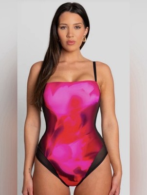 TA3 Squarey Mesh Contour Swim Suit One Piece in Sapphire Size XL Short
