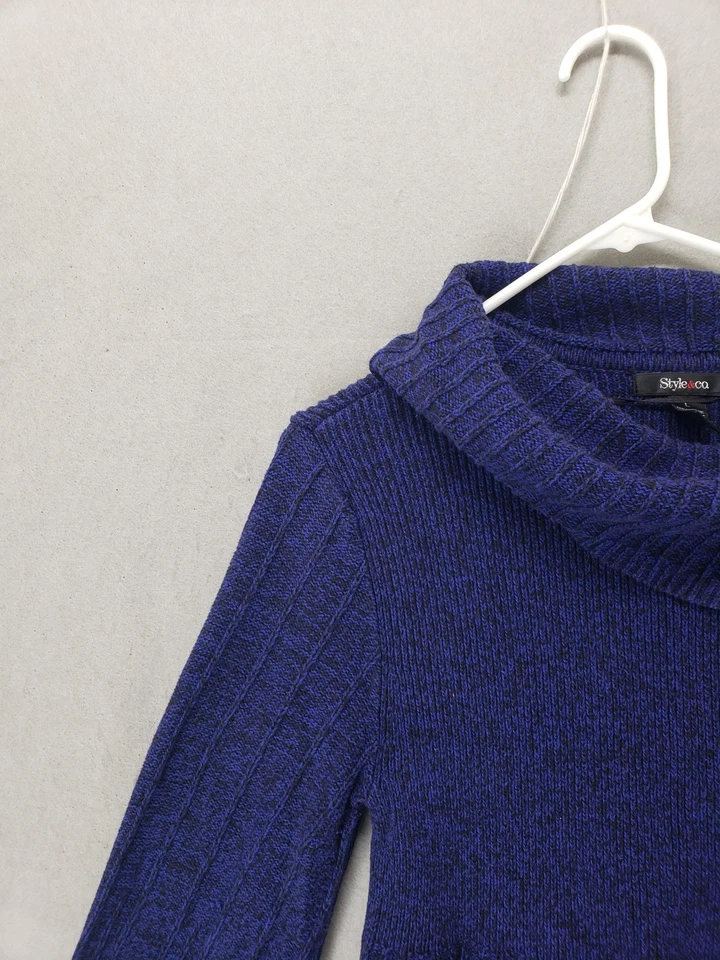 Vestido suéter Style Co meninas grande gola alta botão malha túnica bolsos pulôver - Imagem 2 de 4