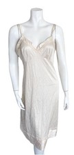 Vintage Lorraine Cream White Nylon Lace Slip Lingerie Dress Talll 38