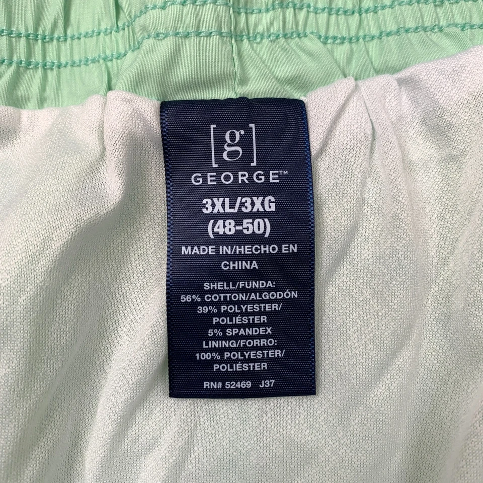 Pantalones cortos de baño George para hombre talla 3XL verde claro con cordón mezcla de algodón Foto 3 de 4