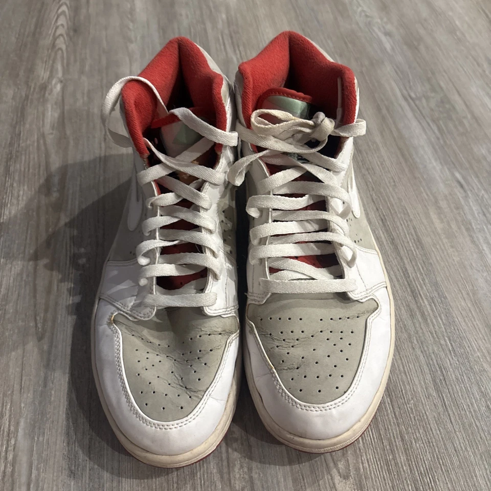 Talla 10.5 - Air Jordan 1 Retro 2009 Liebre Gris Gamuza Cuero Blanco (374454-011) Foto 2 de 4