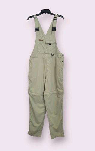 Cabela's For Women Bib Overalls Size L Light Green Zip Off Legs Pockets Galore
