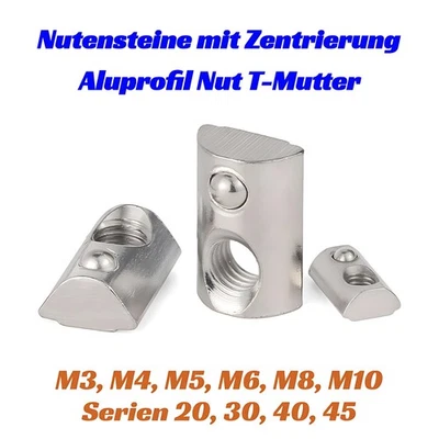 Nutensteine mit Zentrierung Aluprofil Nut 5 6 8 10 M3 M4 M5 M6 M8 M10 T-Mutter - Bild 1 von 4