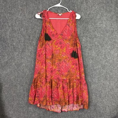 Sundance Flamenco Dress Womens Size M Red Flowy Boho Travel High low Hem