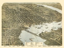 Historic Panoramic View - Jacksonville Florida - Koch 1893 - Vintage Wall Art