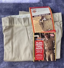 Vintage 1990s Dickies Tan Twill Plain Front Work Pants Mens Size 30Wx32L NWT