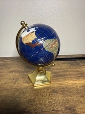 GEMSTONE Colors GLOBE ON METAL STAND Mini 5.5 Inch On Brass Stand