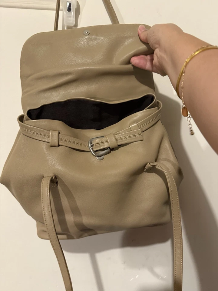 Bolso de Mano de Trabajo Fausto Santini Italia Cuero Beige Marrón Excelente Estado Foto 3 de 4
